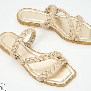Dolce Vita Braided Strap Slide Sandals Iman Light Gold Size 7.5